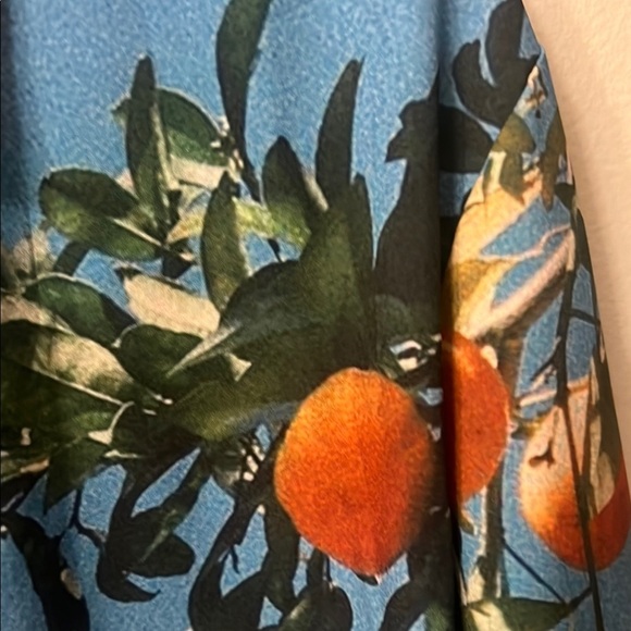 Blue and Orange Casual Button Down Shirt with Tropical Print - Picture 5 of 10